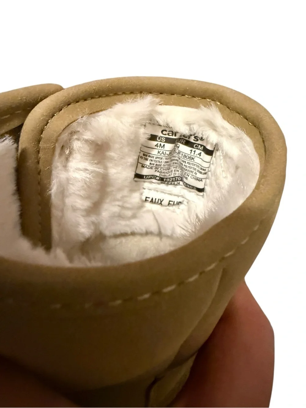 Carter's Toddler Tan Plush-Lined Pull-On Boots 4